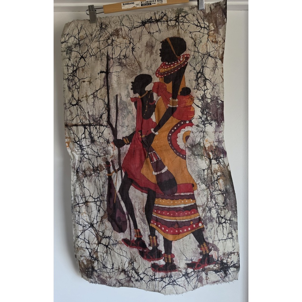 African Batik Wall Hanging Tapestry Decor Woven Textile Art 30x18 - Picture 2 of 3